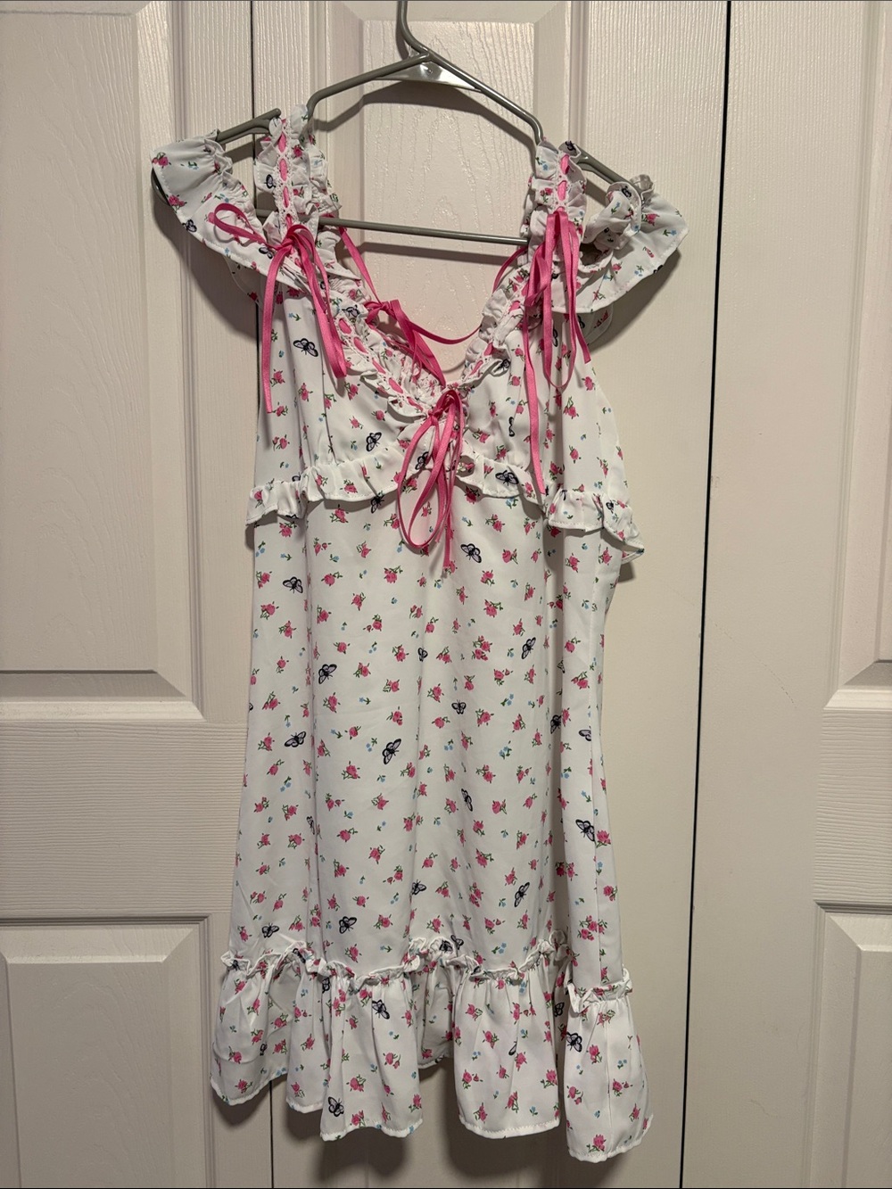 Betsey Johnson X Forever21 collab white and pink mini sundress.
